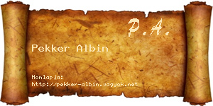 Pekker Albin névjegykártya